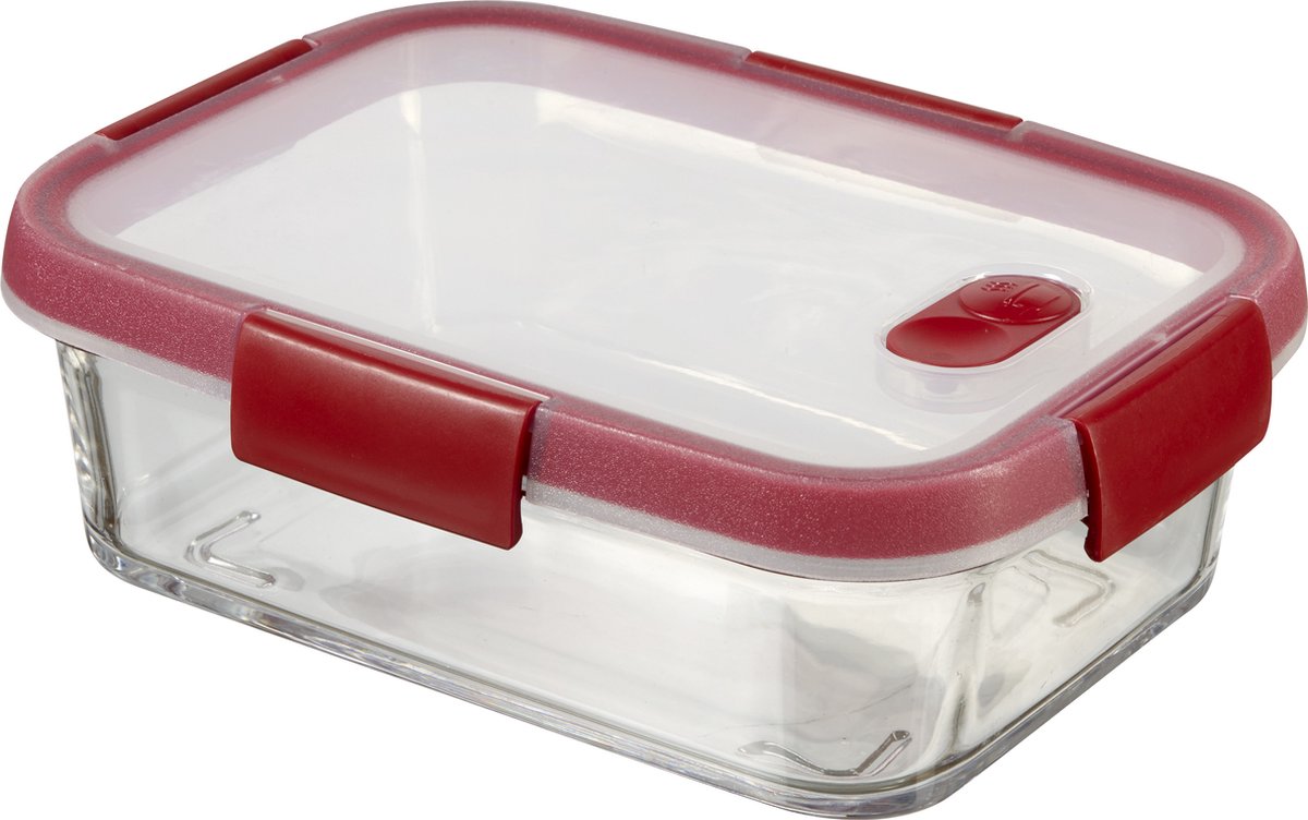 Recipiente para alimentos de vidrio Curver smart cook - rectangular - 0,9 litros - rojo