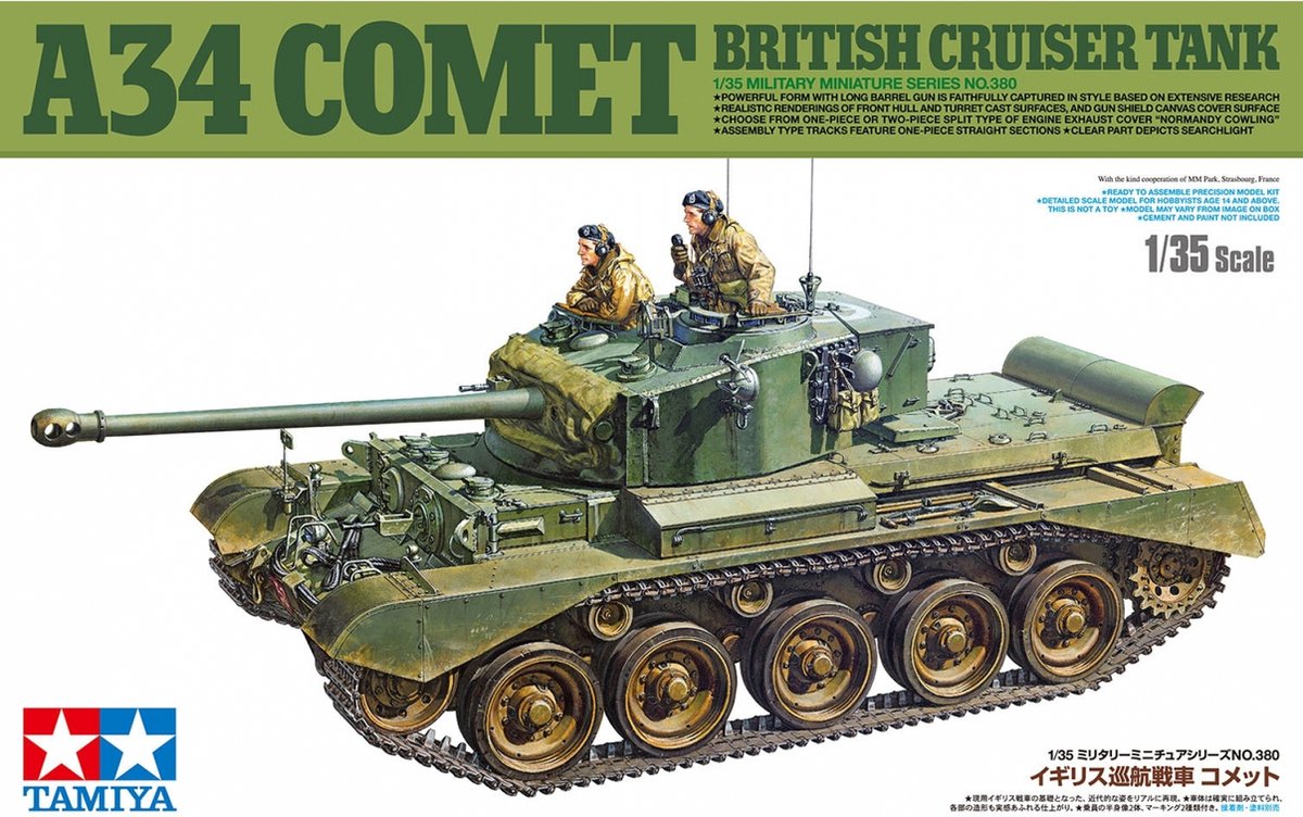 Tamiya model kit veicoli militari - 35380 a34 comet carro armato britannico cruiser in plastica - 1:35 - modellismo