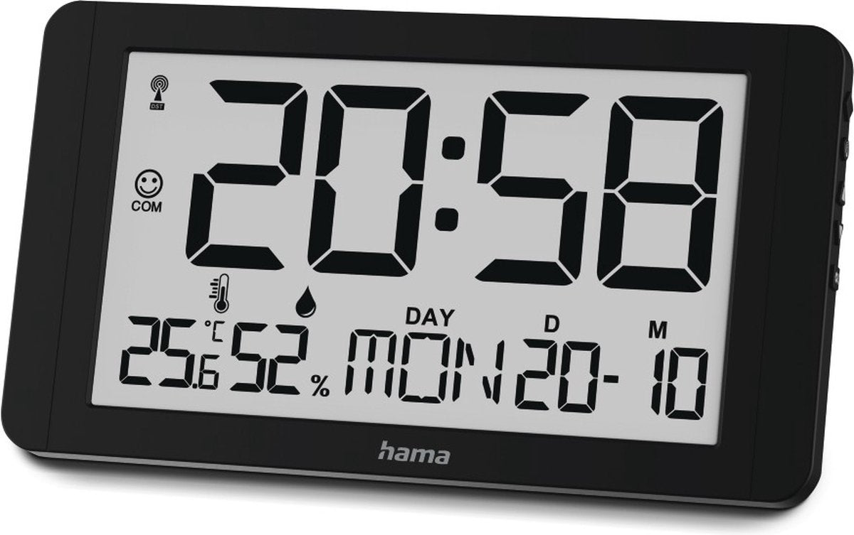 Orologio da parete Hama - Cuba - radiocontrollato - termoigrometro - nero