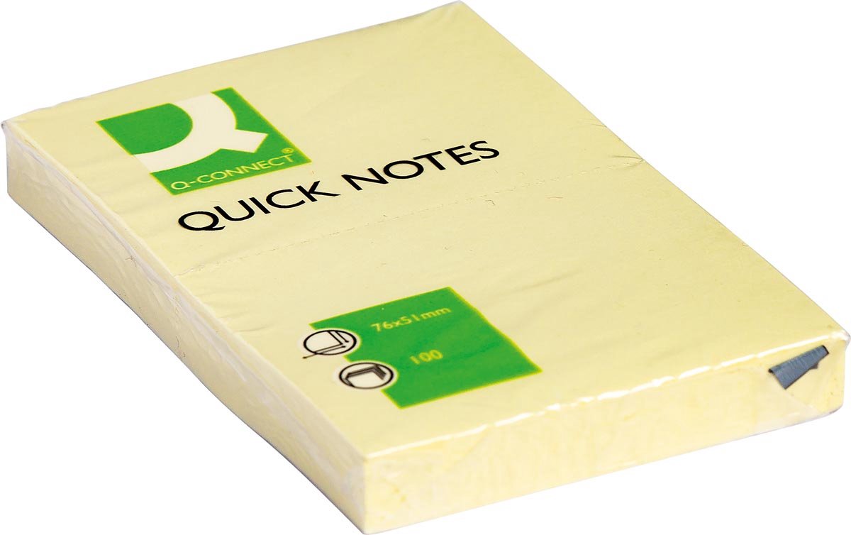 Q-connect quick notes, ft 51 x 76 mm, 100 vel, pak van 12 stuks, geel