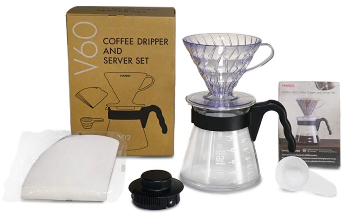 Hario v60 - gocciolatore per caffè, caffettiera, filtri per caffè, misurino - set completo