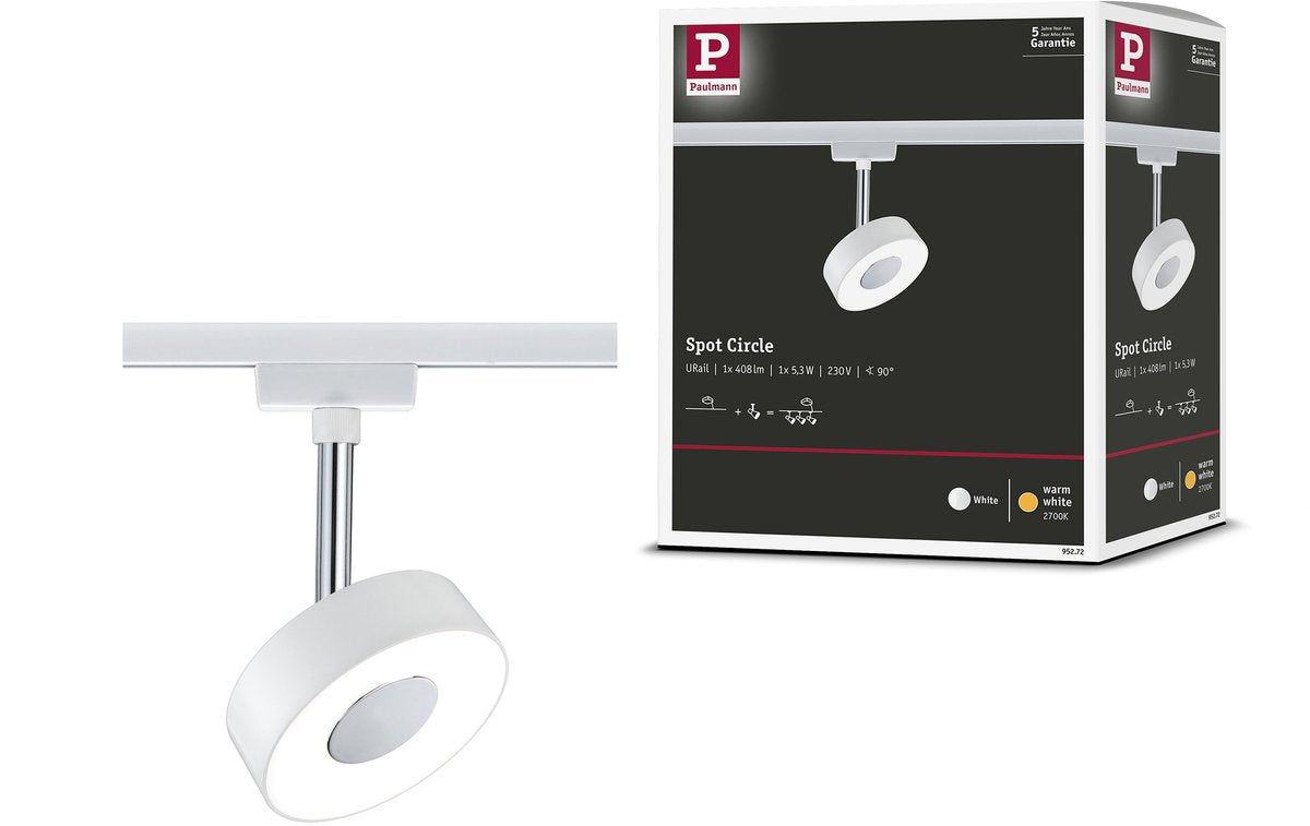 Paulmann urail railspot circle 250lm 5,3w 2700k 230v wit