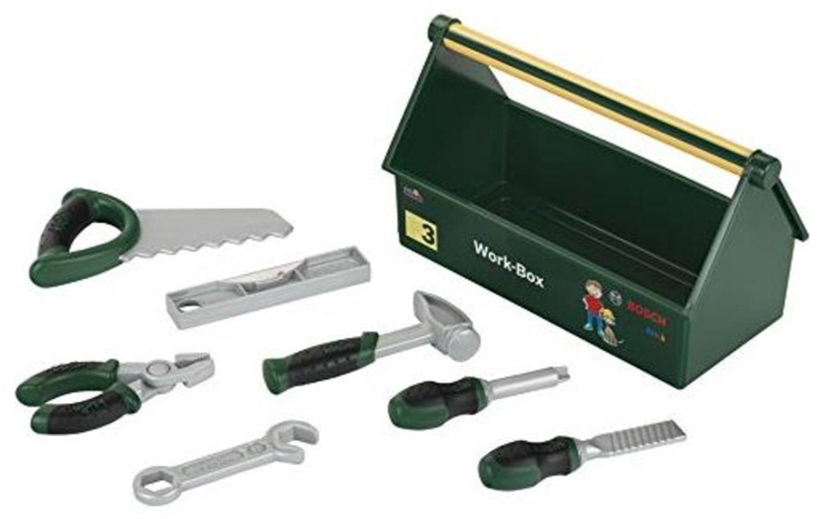 Klein Toys - set di attrezzi giocattolo Bosch mini - incl. sega, cacciavite e altro