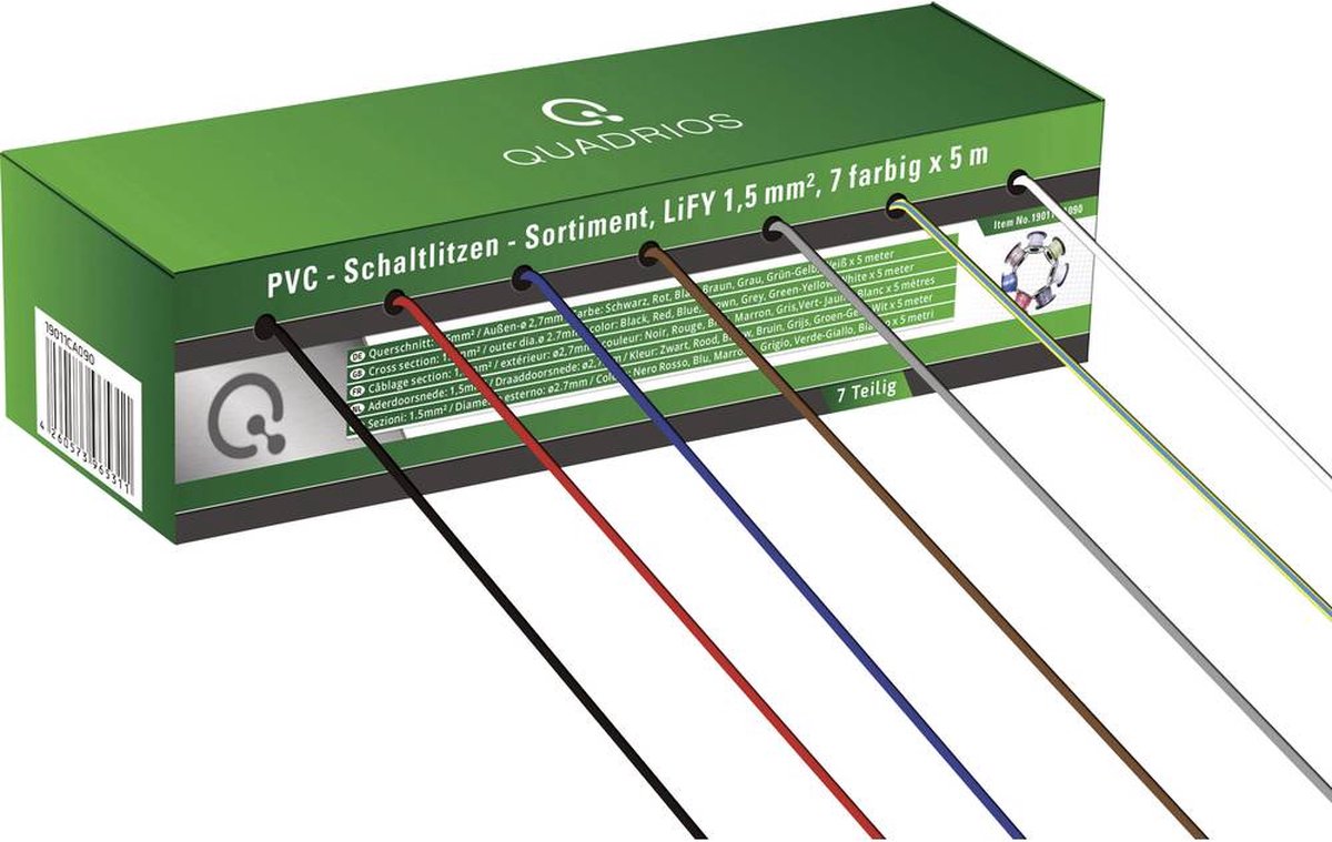 Quadrios 19011ca090 cable lify 1 x 1,50 mm² azul, marrón, gris, rojo, negro, blanco, amarillo-verde 35 m