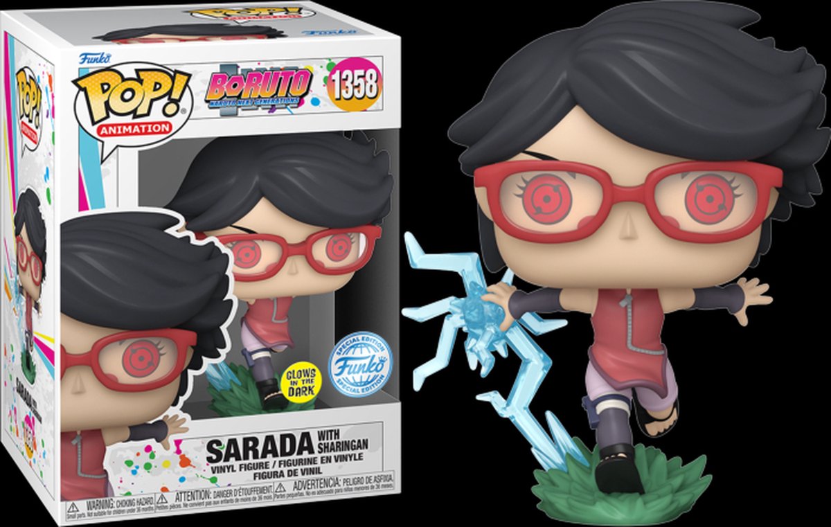 Funko pop! boruto: naruto next generations - sarada with sharingan #1358 glow in the dark