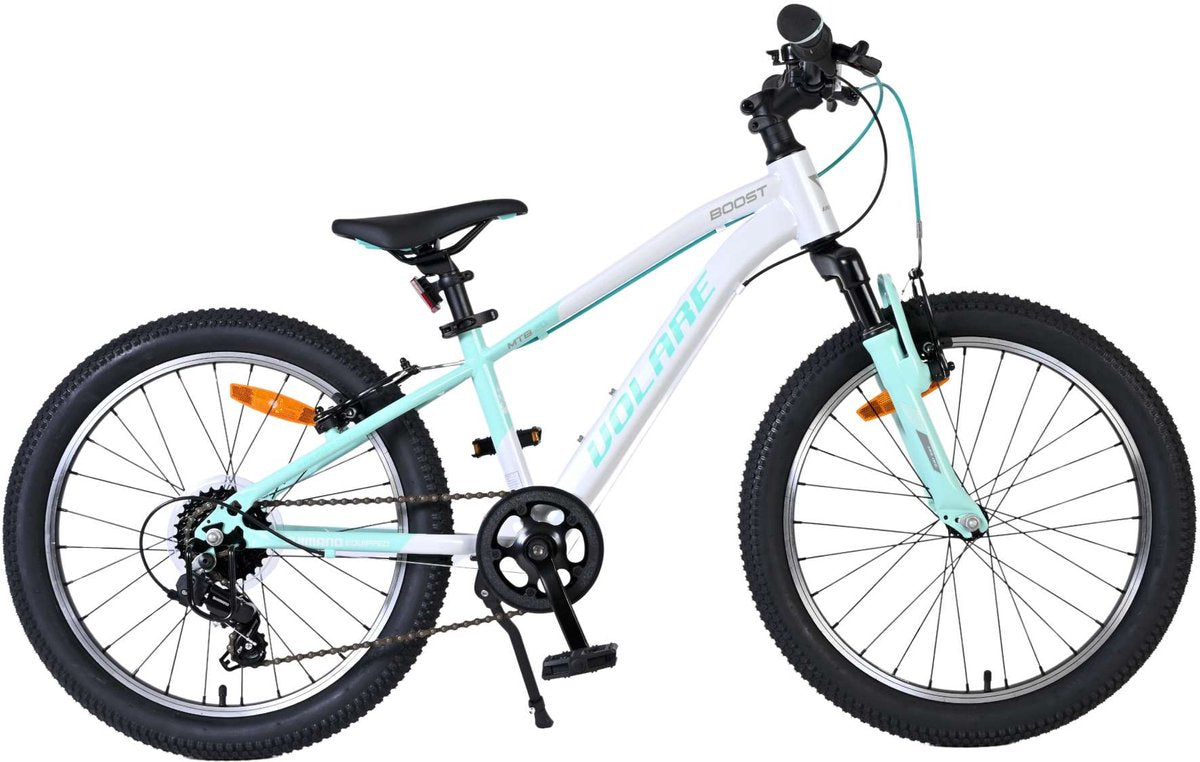 Bicicleta infantil Volare boost - 20 pulgadas - 7 velocidades - blanco verde menta