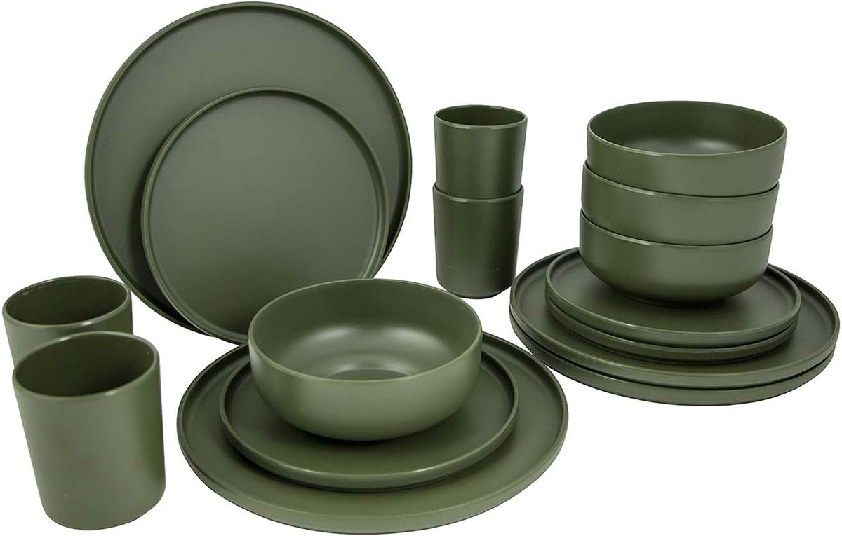 Bo-camp - industrial - servies - patom - 16 stuks - groen