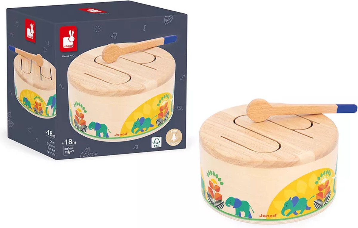 Janod - gioia - tambor de bebé de madera - selva