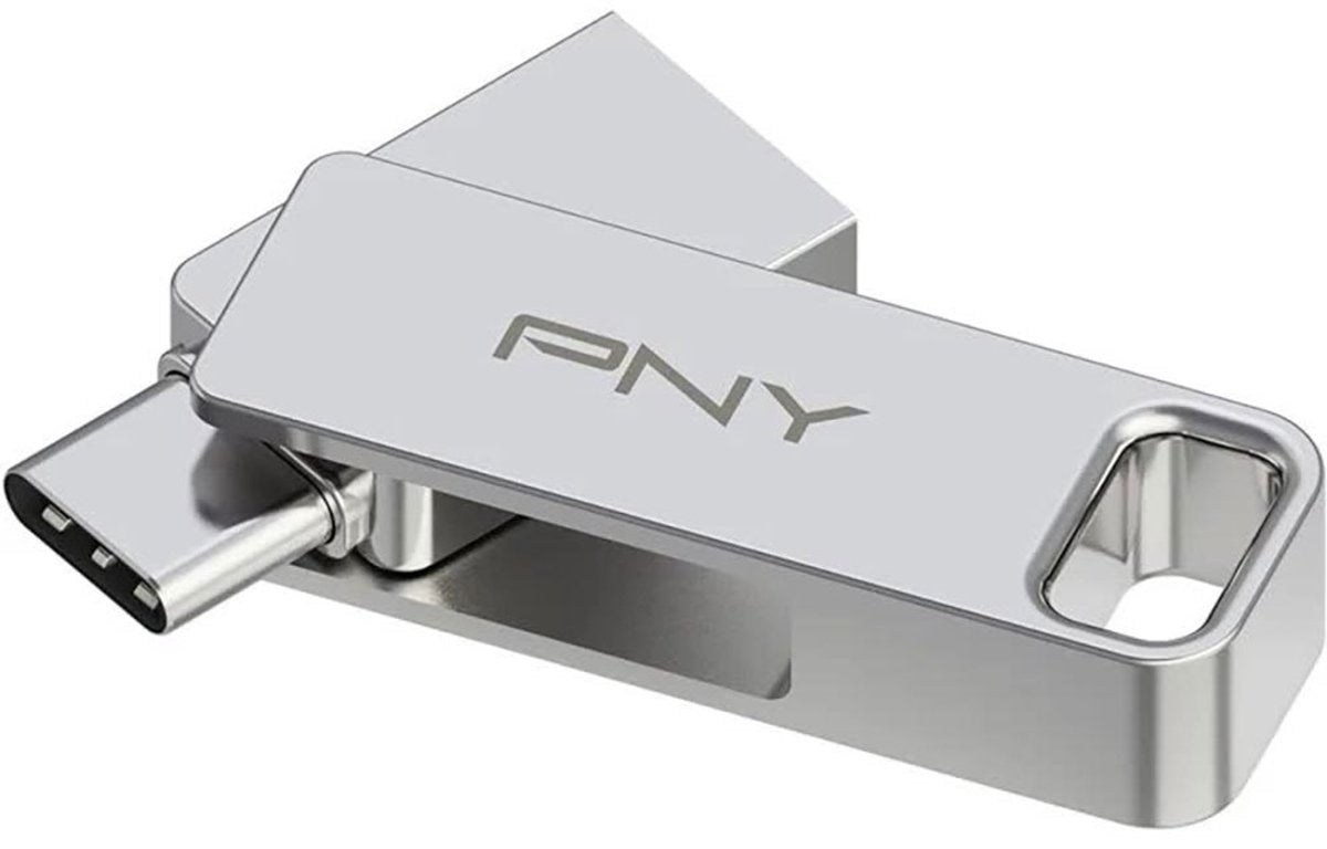 Pny, USB OTG 2 in 1 USB-A 3.2 USB-C Duo Link 128GB, argento