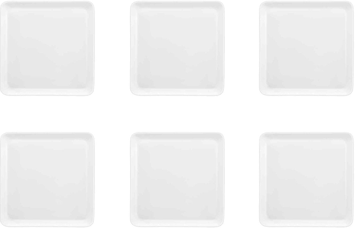 Medard de noblat - yaka white - vierkant dinerbord 25.5x25.5 cm - 6 delig - porselein