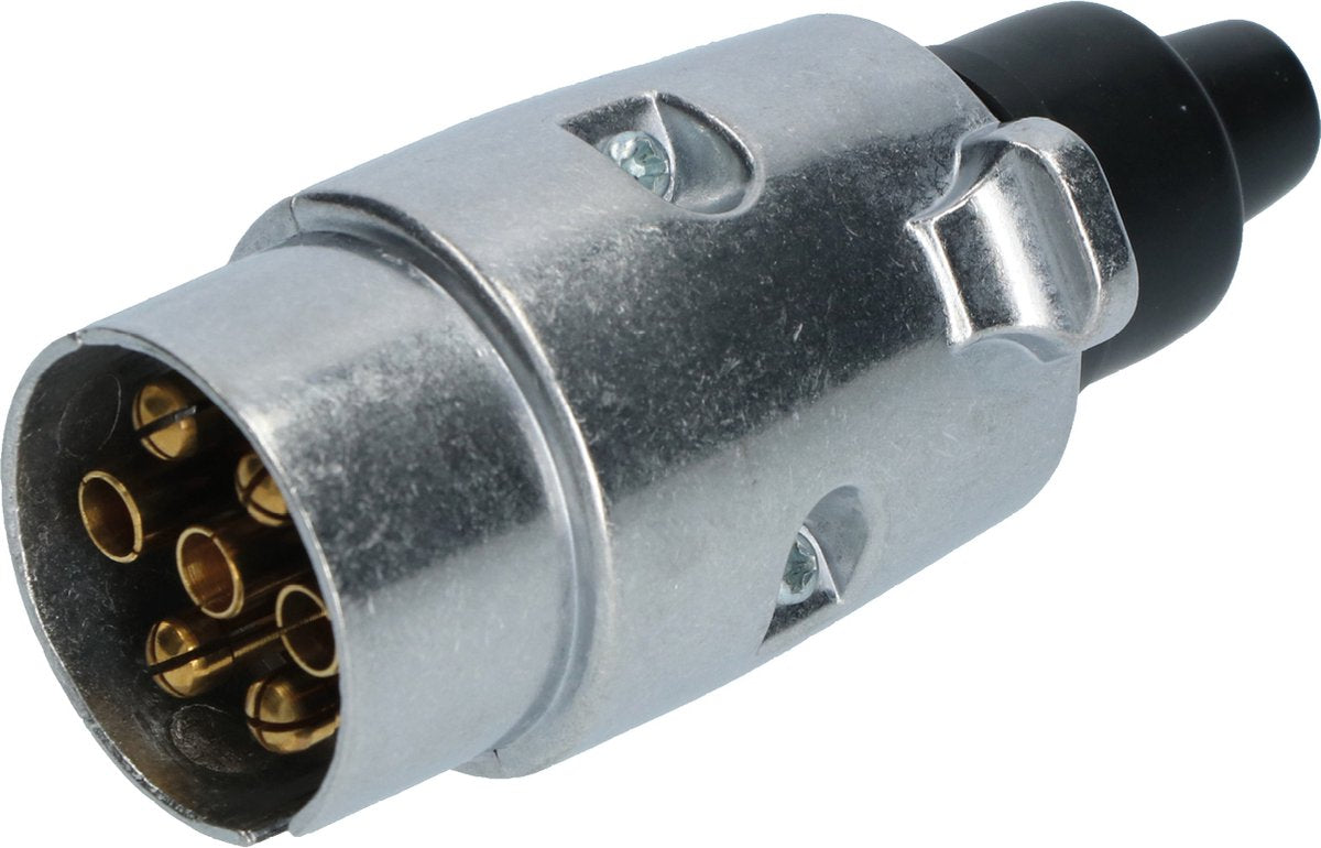 Conector metálico Carpoint de 7 polos – para remolque de caravana – conexión por tornillo – con funda de goma