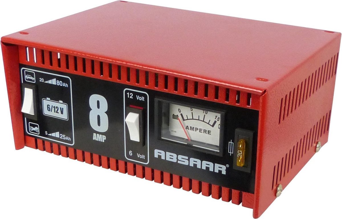 Caricabatterie Absaar 6 12v 8a - per auto e moto - custodia in metallo