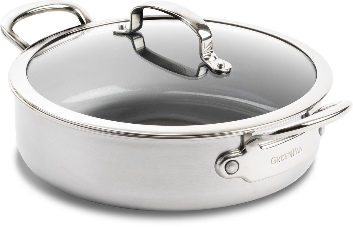 Greenpan premiere stew pan with lid and 2 handles - 26cm 3.8l