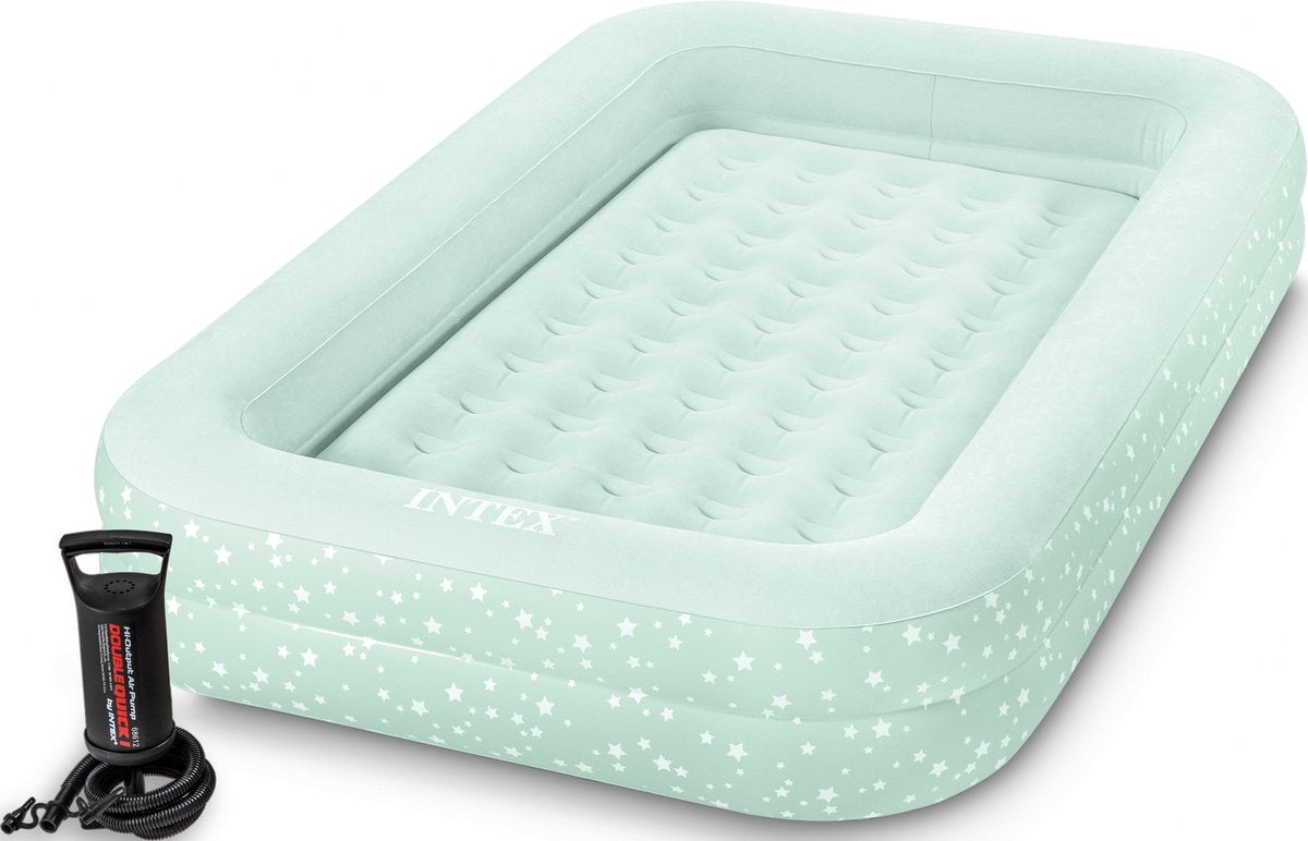 Materasso ad aria da viaggio per bambini Intex con pompa a mano - 168 x 107 x 25 cm