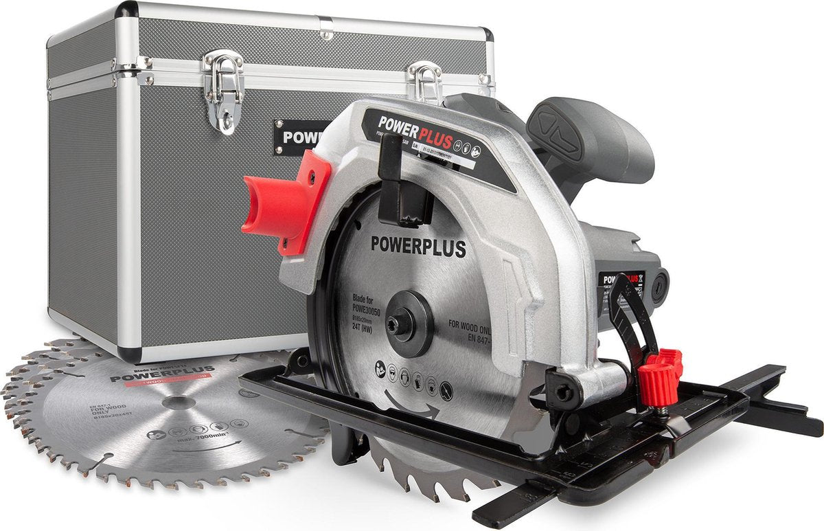 Sierra circular eléctrica powerplus poweset4 - herramienta compacta 1200w, ø185mm - guía lateral - con 4 acc.