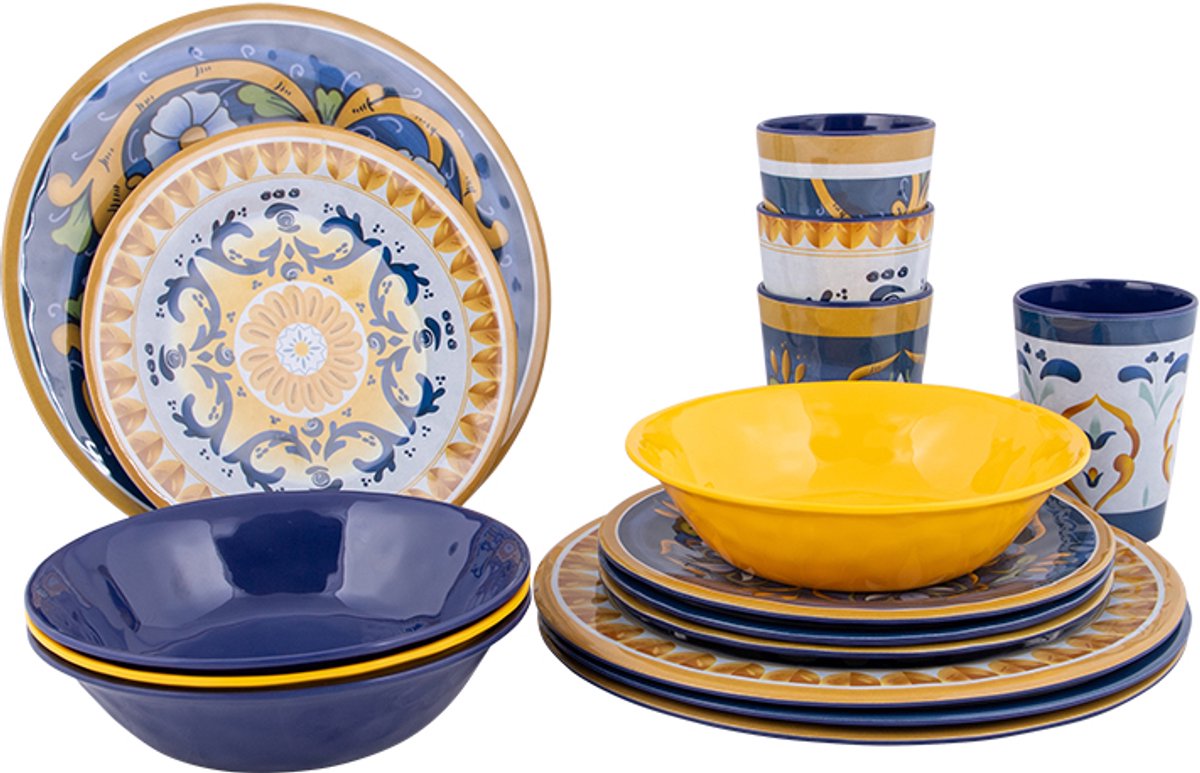 Bo-camp - servies - sicilian - 16 stuks