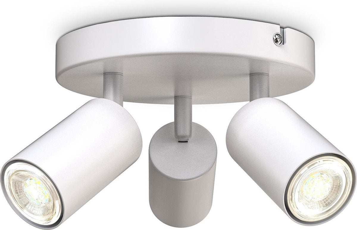 B.k.licht - opbouwspots - plafondspot met 3 lichtpunten - witte plafondlamp - draaibar - kantelbaar - gu10 fitting