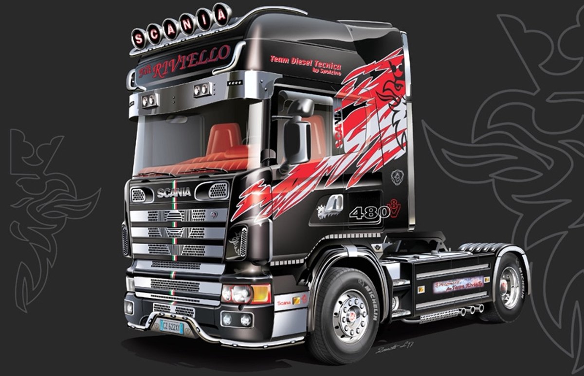 Italeri model kit camion - 3922 scania 164l topclass plastica - 1:24 - modellismo