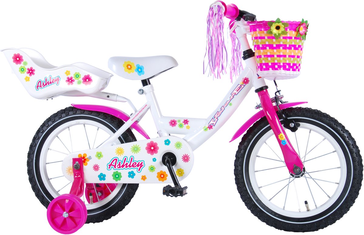 Bicycle per bambini di Vlatare Ashley - Girls - 14 pollici - Bianco - 95% assemblato