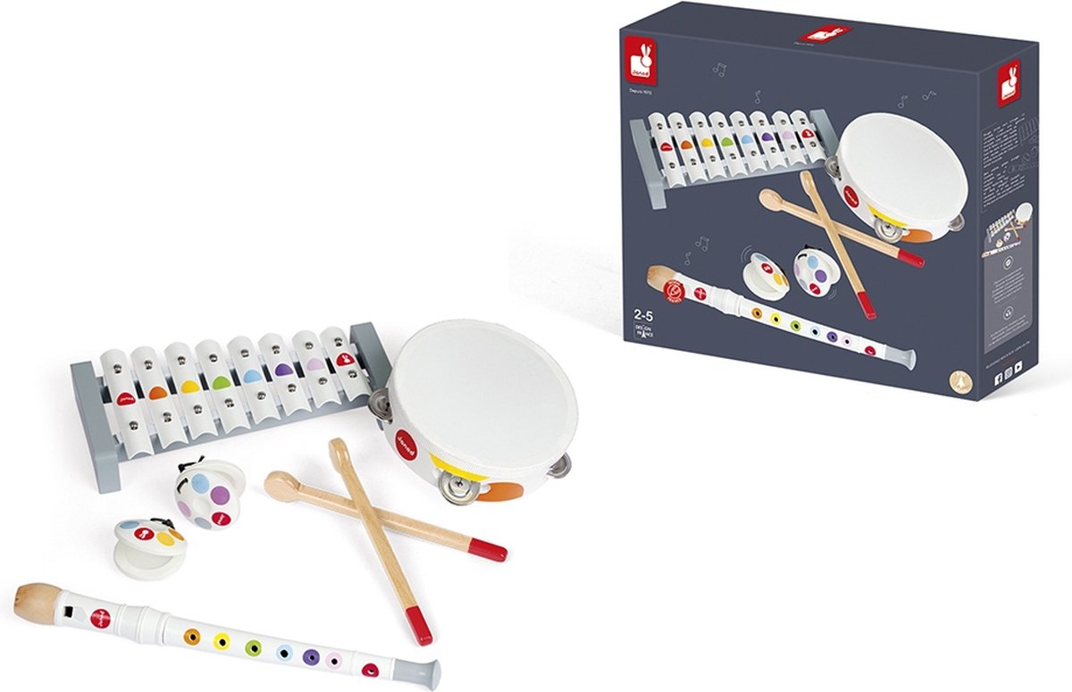 Janod - confeti - set de instrumentos musicales - para pequeños músicos