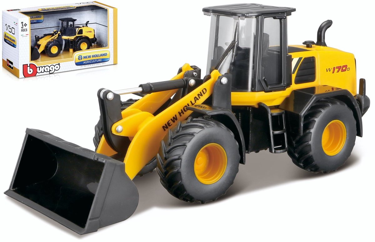 Bburago New Holland W170d - modello di auto - scala 1:50 - giallo nero
