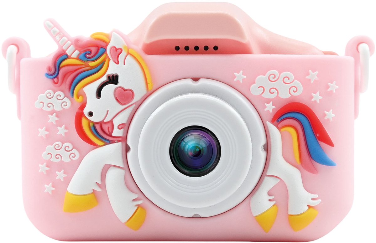 Fotocamera digitale per bambini Vision Products con custodia protettiva in silicone per 4-10 anni con giochi selfie - foto video - rosa