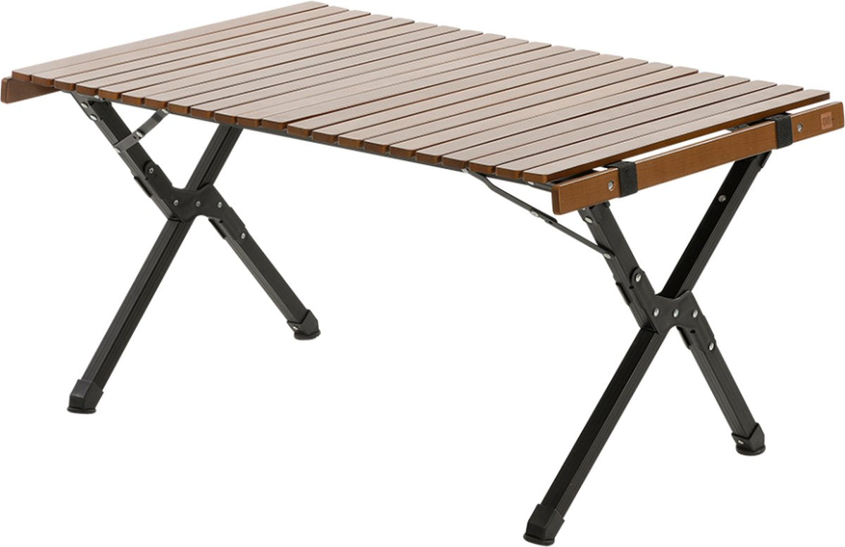 Travellife campingtafel iver 90 walnoot - oprolbaar tafelblad - inclusief draagtas