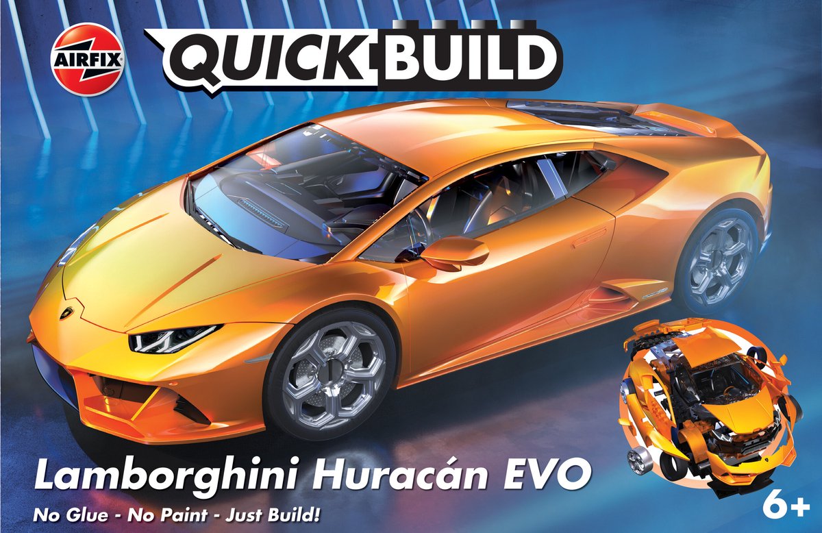Airfix model kit car - j6058 quickbuild lamborghini huracan evo - arancione - auto sportiva in plastica - - modellismo