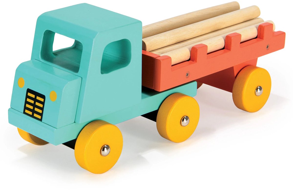 Veicoli Mentari - carro legname verde blu - 23,40x8,20x9,80 cm - legno - 3 anni