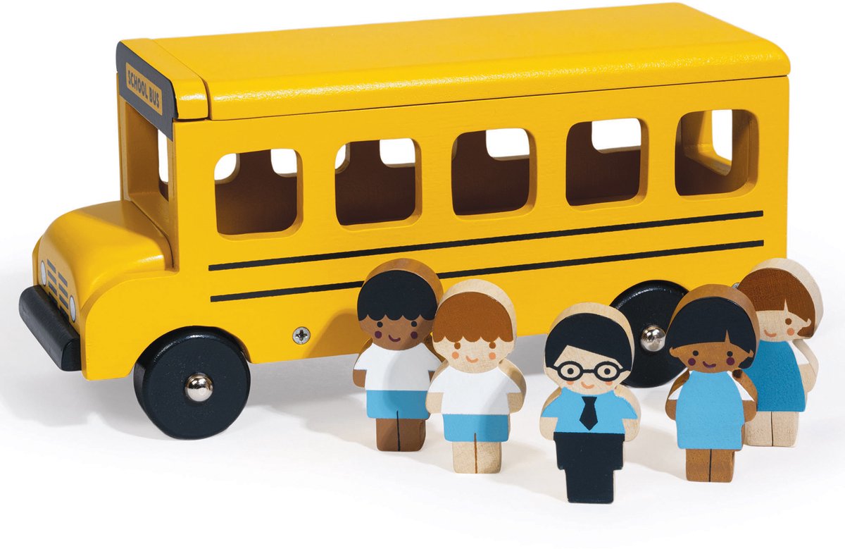 Veicoli Mentari - scuolabus - 21,70x8,40x9,70cm - con 5 figurine - 18 mesi