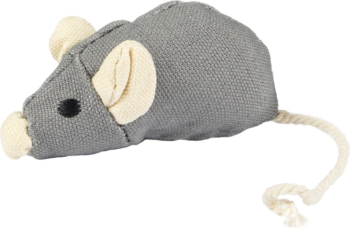Ratón divertido natural Flamingo - juguete para gatos - 17 cm gris beige
