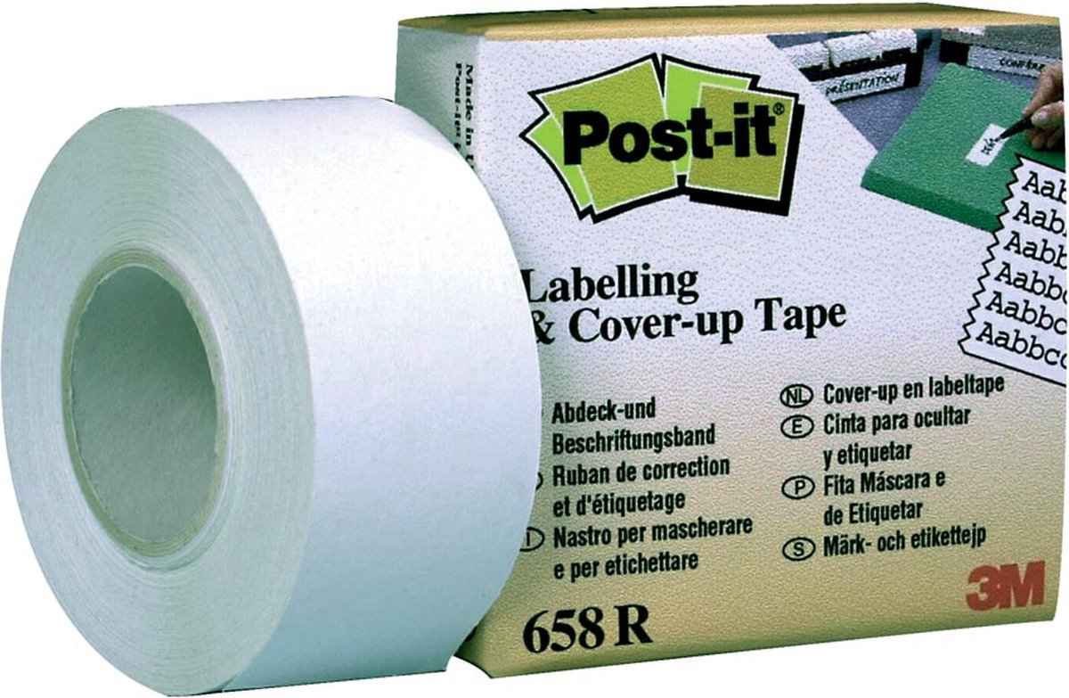 3m post-it® label- correctietape, dispenser, 25.4 mm x 17,7 m