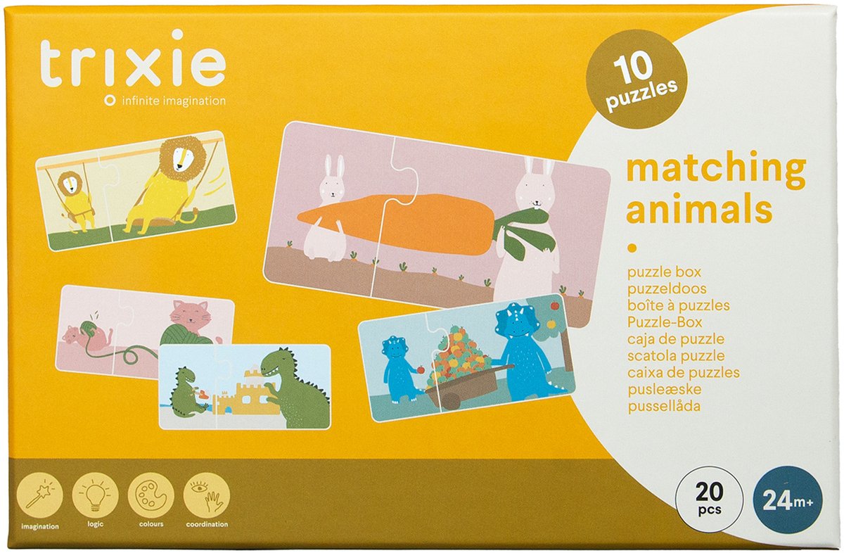 Trixie puzzelbox met 10 dierenpuzzels - puzzelbox – 2jaar+ – 20 stukken