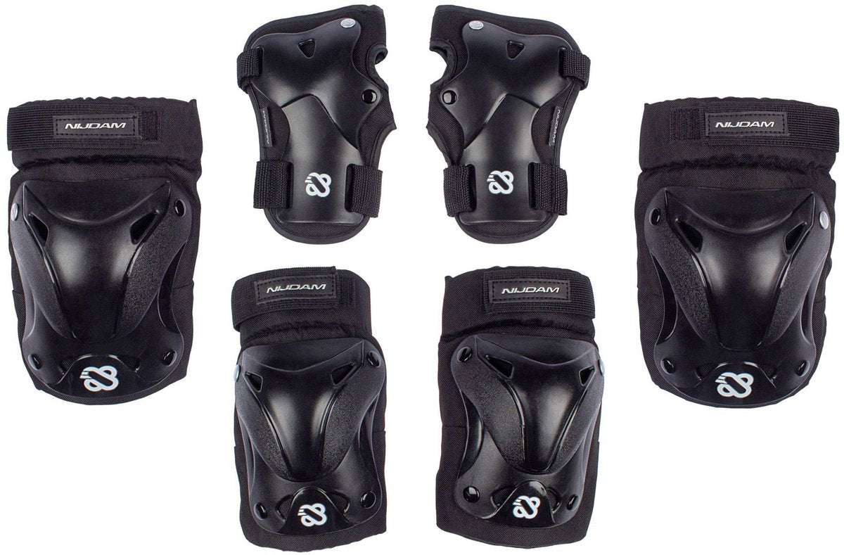 Nijdam skate beschermset - volwassenen - ink shield - zwart- maat m