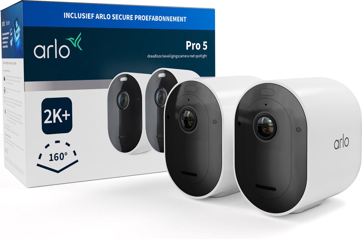 Telecamera di sicurezza wireless per esterni Arlo pro 5 2k+ - 2 telecamere IP, bianca
