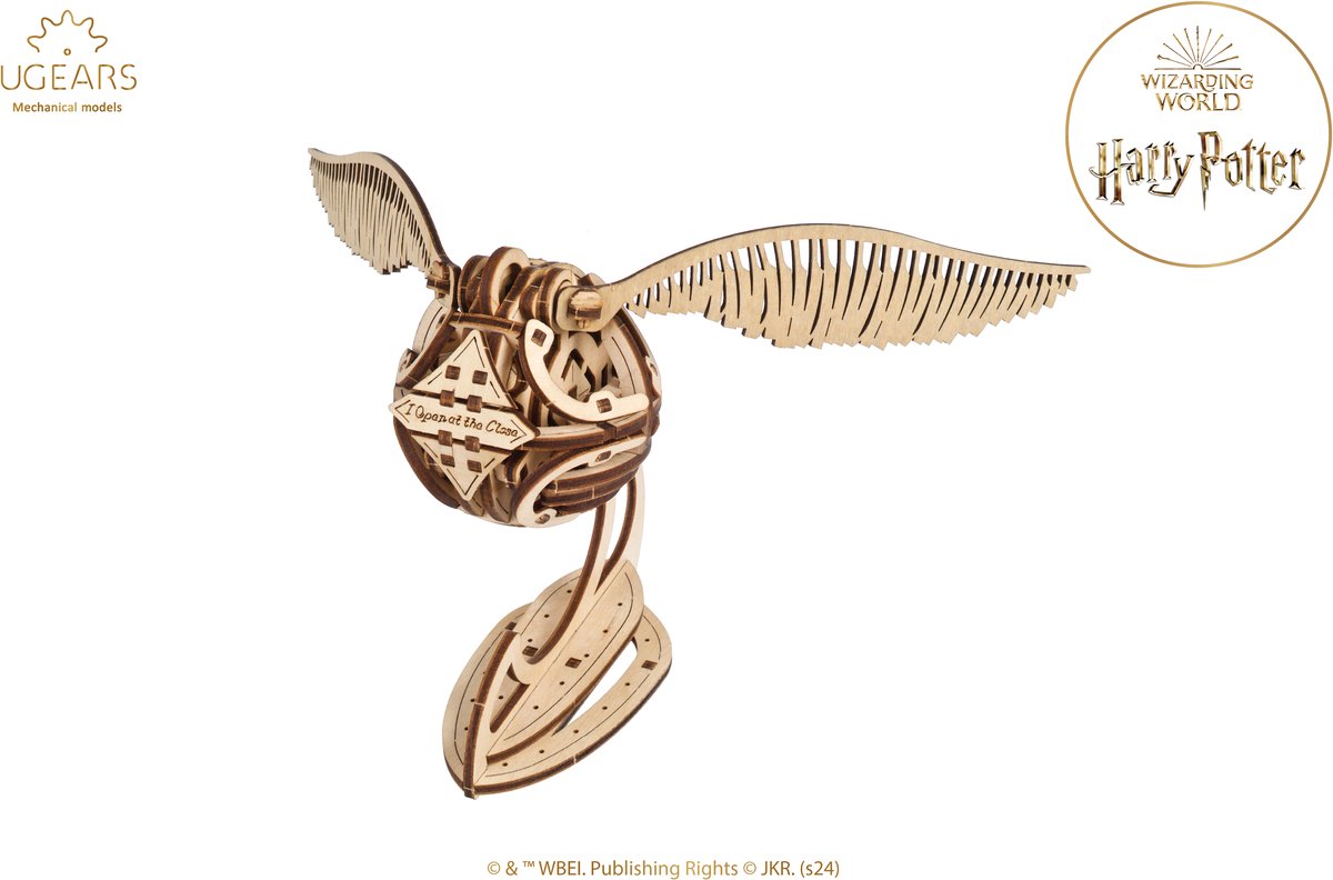 Ugears 3d modelbouw - golden snitch™ - harry potter™ - mechanisch bouwpakket hout - educatief speelgoed