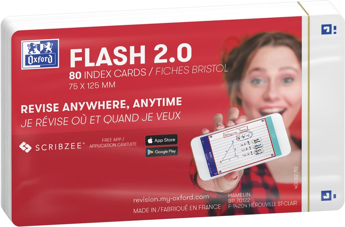 Oxford flash 2.0 - flashcard - vuote - a7 - bianche - 80 pezzi