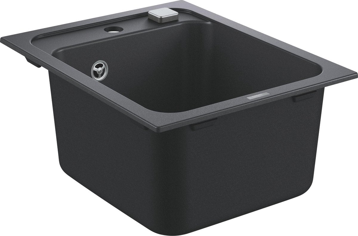 Lavello in composito Grohe k700 - 40cm - incasso - con troppopieno e scarico automatico - nero granito