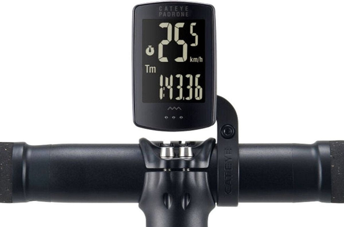 Cateye padrone stealth cc-pa100w fietscomputer - draadloos incl. of100 - houder