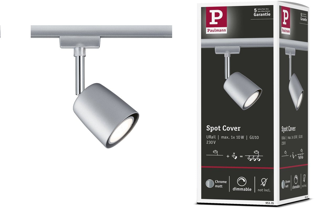 Paulmann urail railspot cover losse spot gu10 max. 10w dimbaar 230v chroom mat, chroom