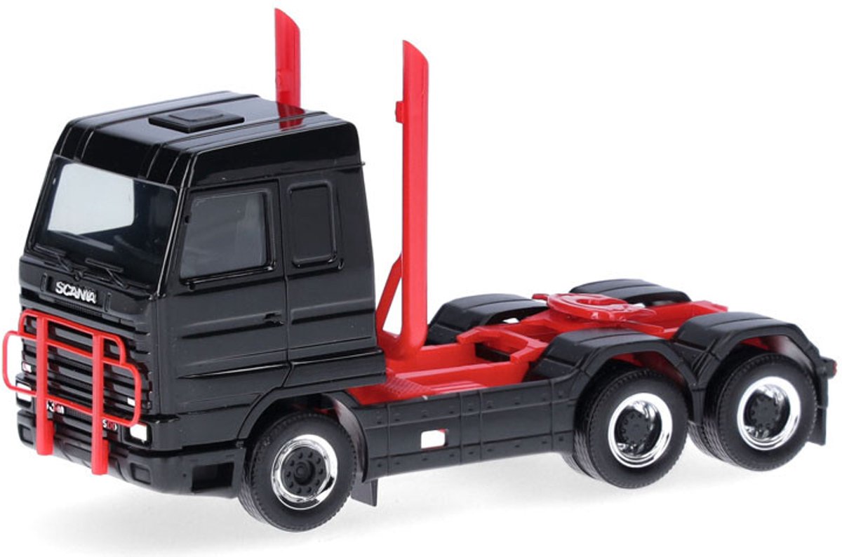 Herpa scania 143 streamline 3a.+ portapacchi e scarico, nero rosso