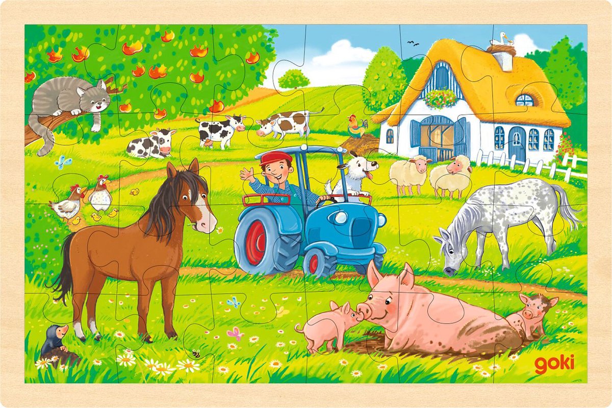 Fattoria puzzle in legno Goki, 24 pz.