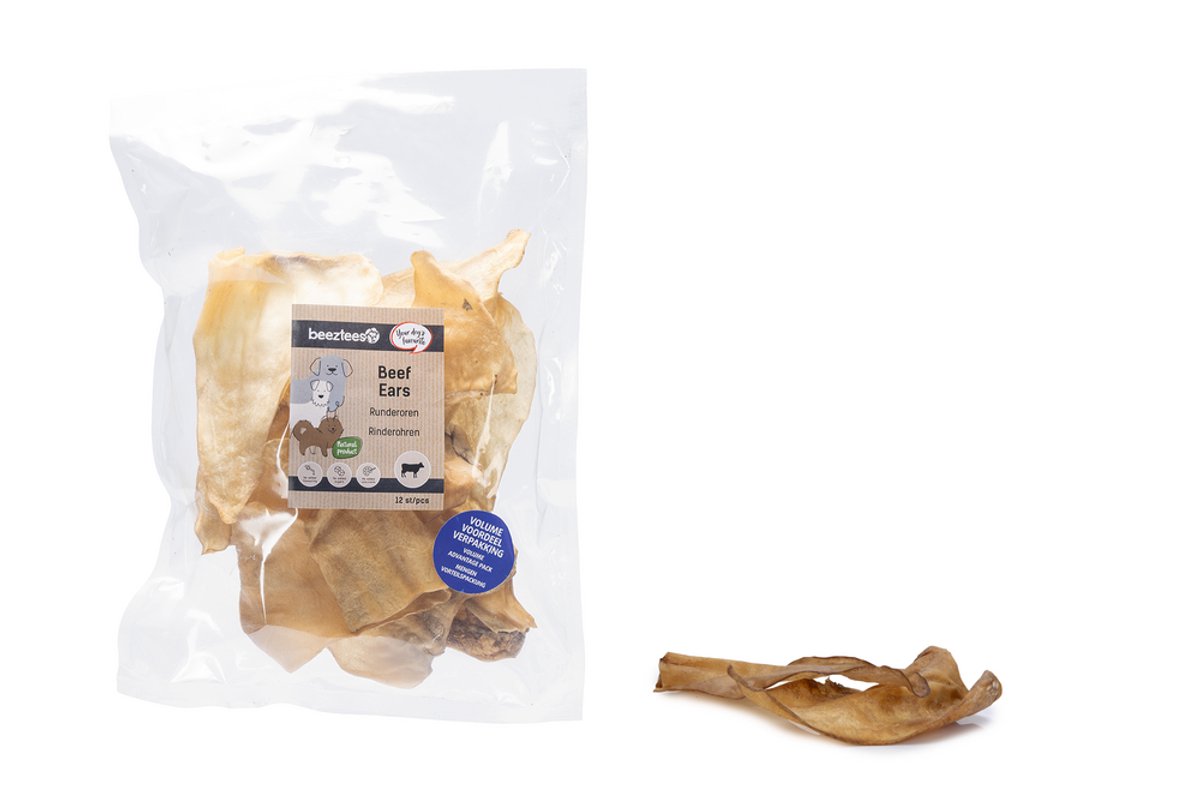 Orecchie di manzo Beeztees - naturali - snack per cani - confezione risparmio 12 pezzi