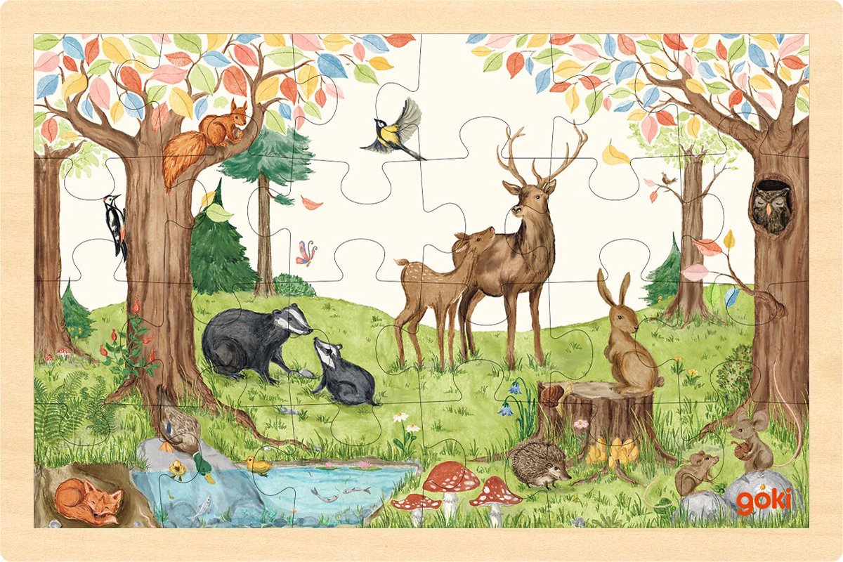 Goki Wooden Jigsaw Puzzle nella foresta, 24 anni.