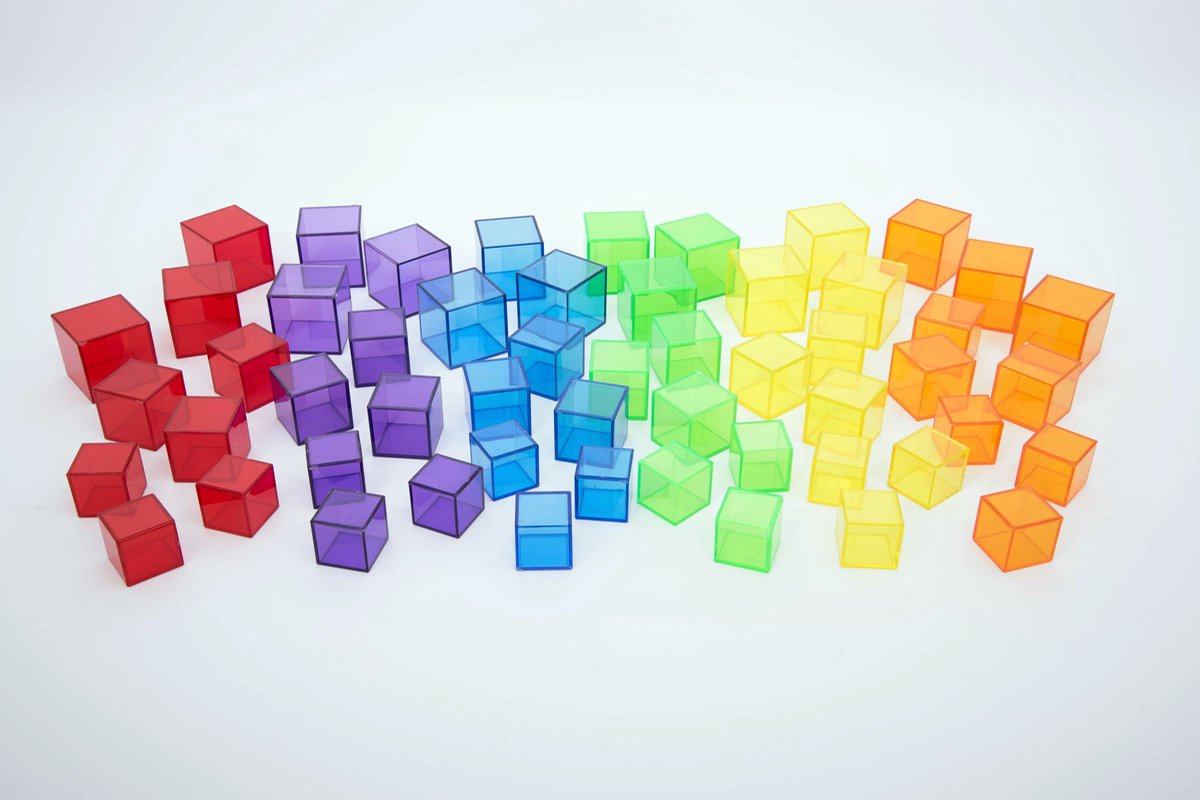 Cubi colorati trasparenti Tickit - set da 54