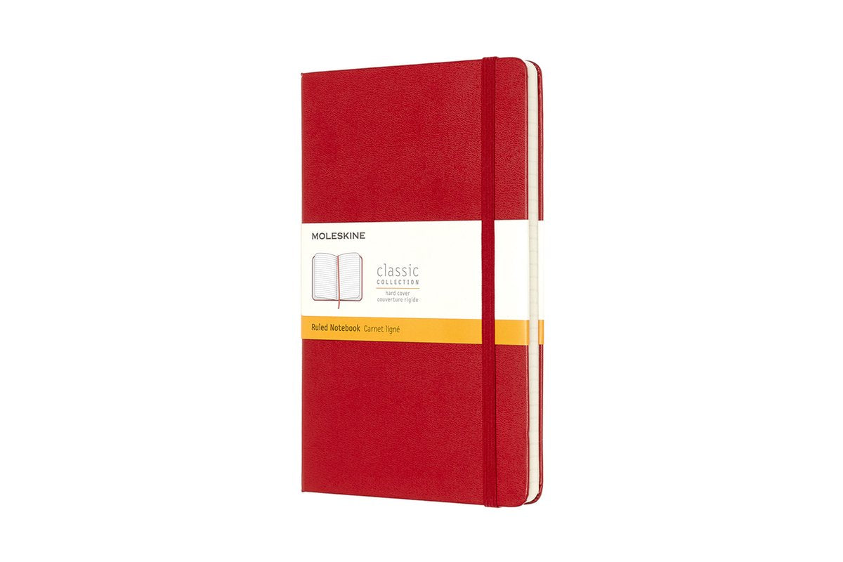 Cuaderno clásico Moleskine - grande - tapa dura - rayado - rojo