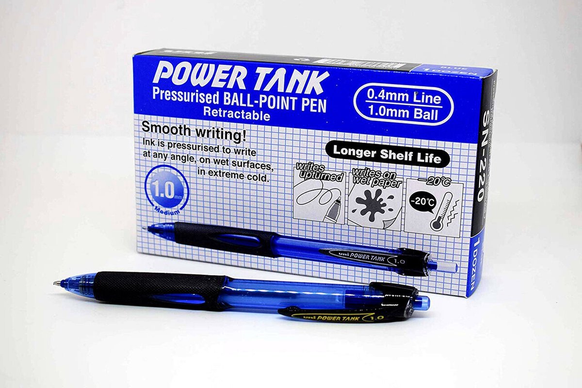 Penna a sfera Uni-ball Power Tank blu medio | 12 pezzi