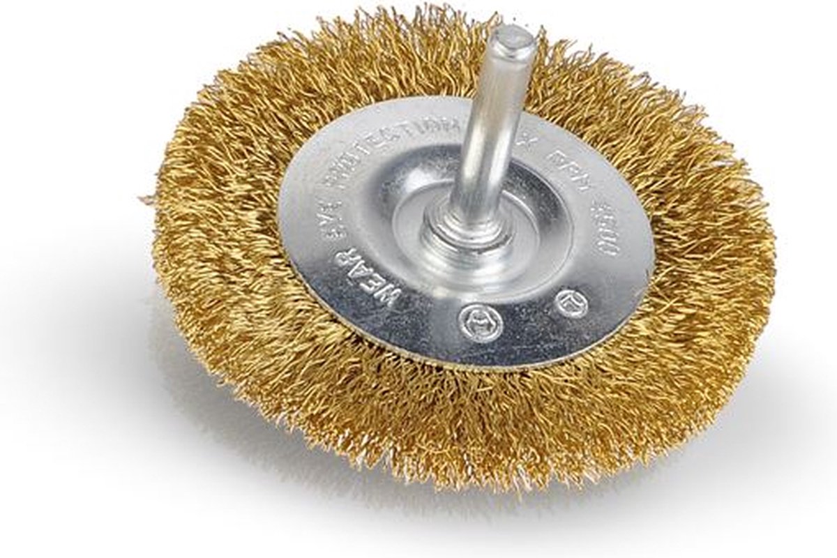 Cepillo de disco Kreator para taladro ø 75 cobreado eje 6mm (krt150110)
