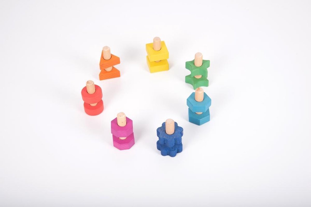 Pernos de tuercas de madera Tickit arcoíris