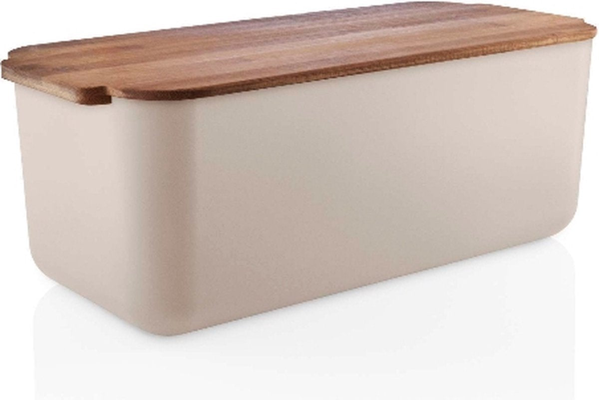 Panera Eva solo con tapa, color arena, plástico, bambú, 42 x 19 x 16 cm -